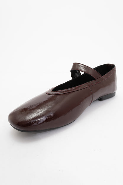 Matilda - Brown Patent Leather Mary Jane Flats