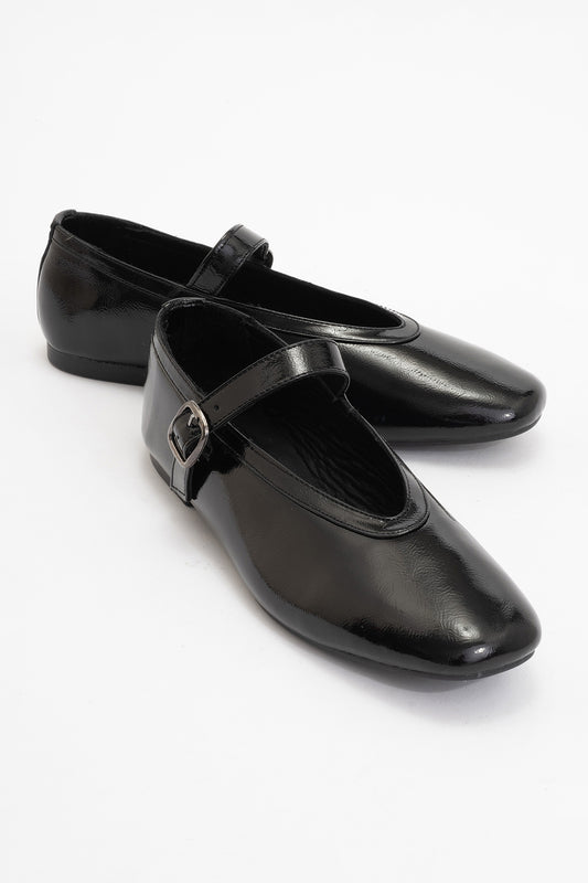 Matilda - Black Patent Leather Mary Jane Flats