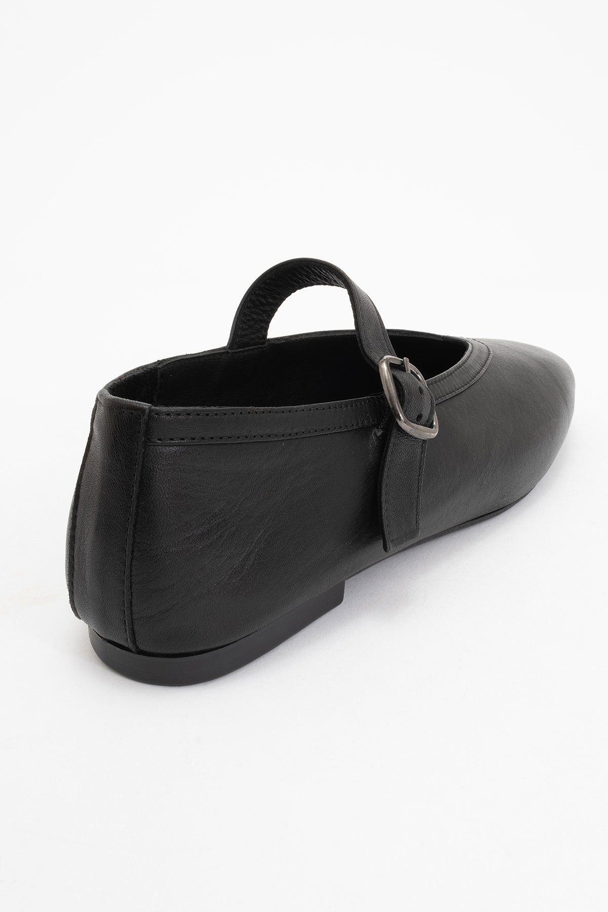 Matilda - Black Leather Mary Jane Flats