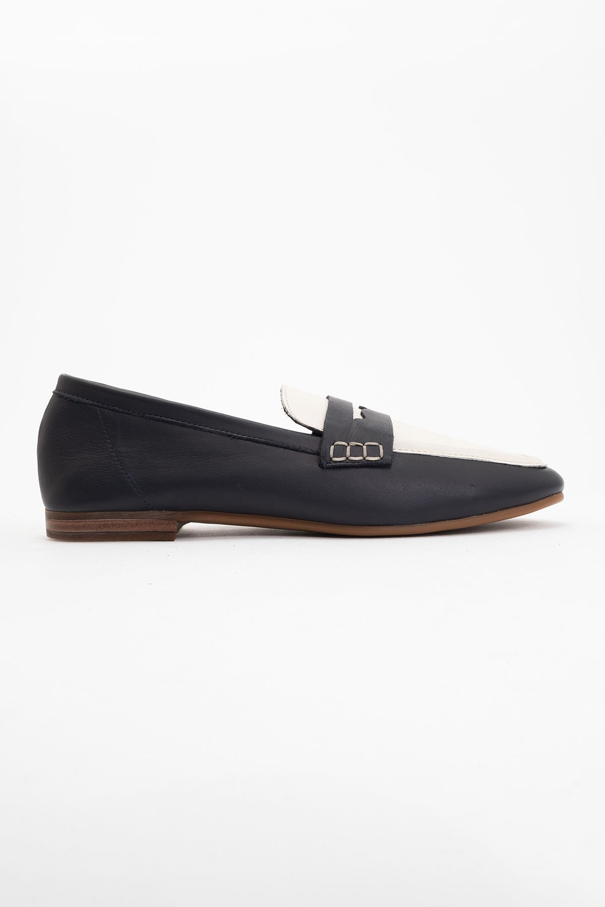 Skye - Black White Leather Loafers (Women)