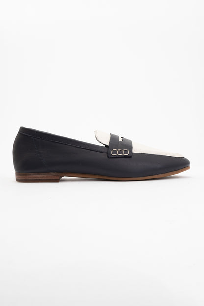 Skye - Black White Leather Loafers (Women)