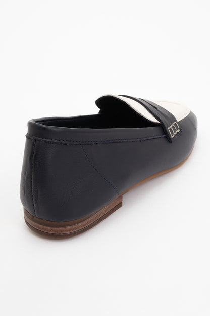 Skye - Black White Leather Loafers (Women)