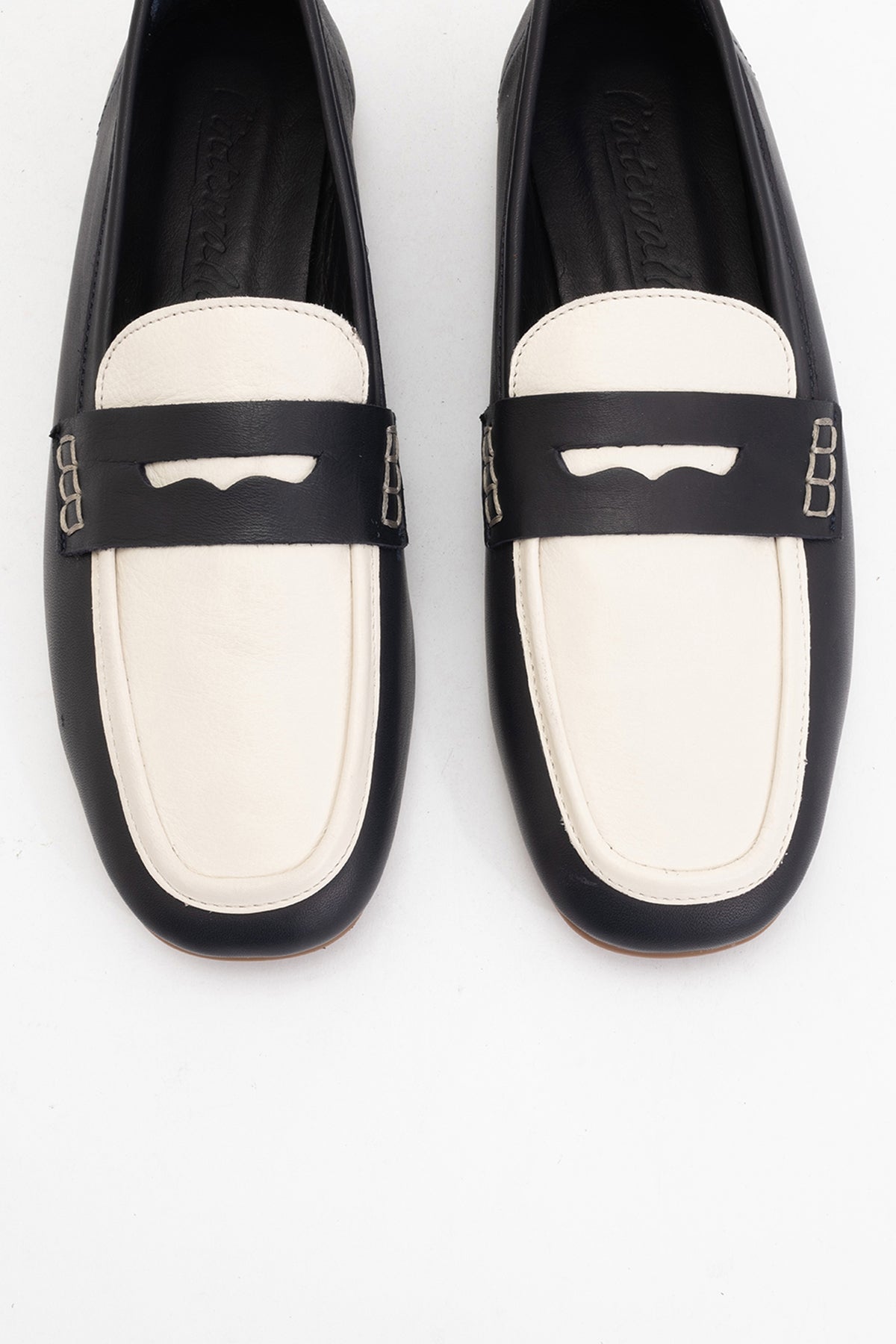 Skye - Black White Leather Loafers (Women)