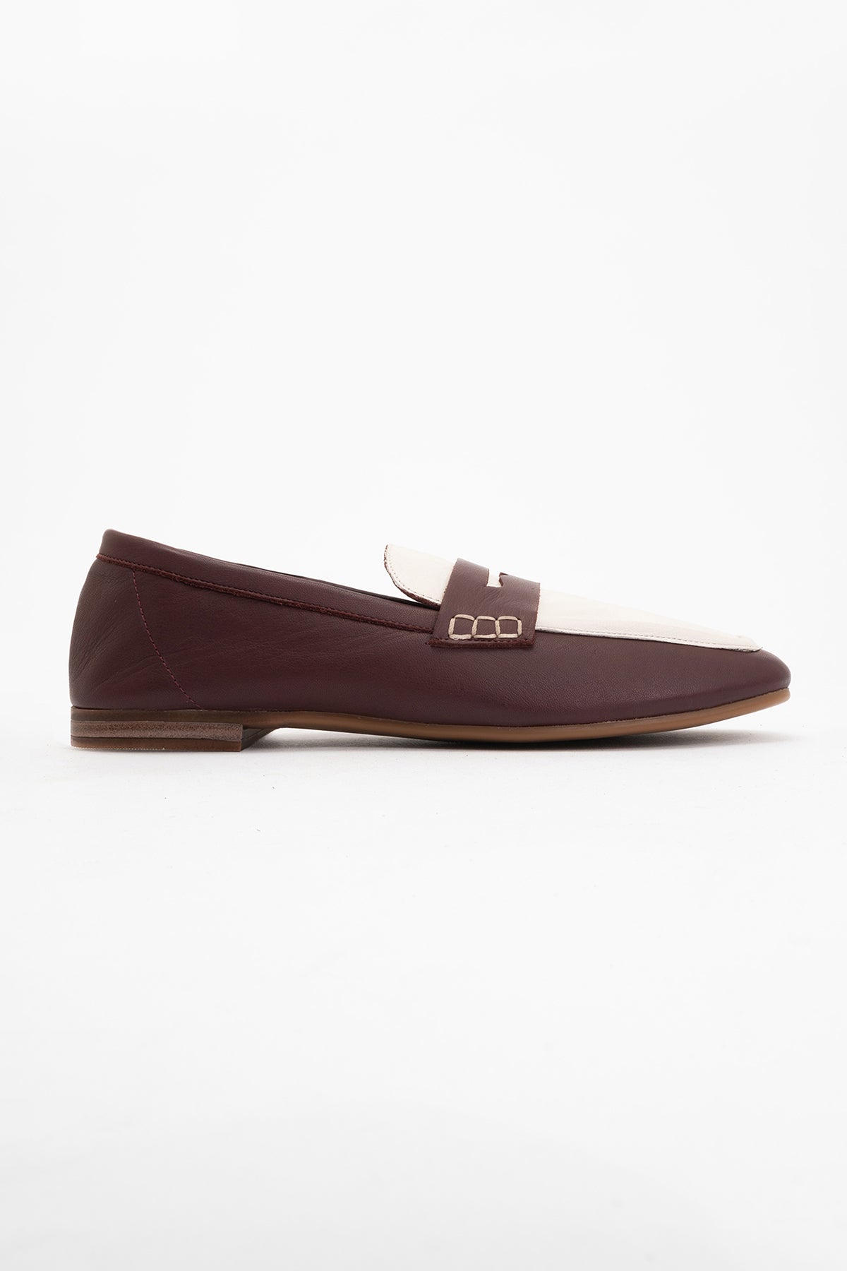 Skye - Brown White Leather Loafers (Women)