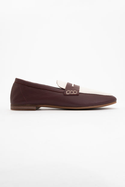 Skye - Brown White Leather Loafers (Women)