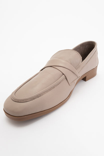 Splice - Dark Beige Leather Loafers (Women)