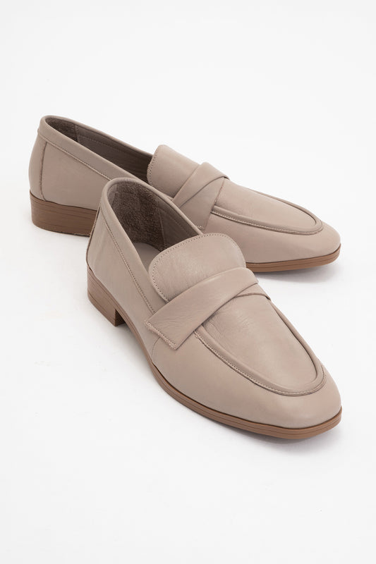 Splice - Dark Beige Leather Loafers (Women)