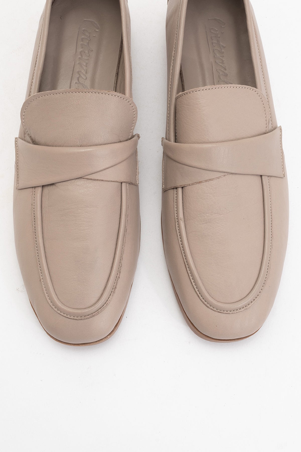 Splice - Dark Beige Leather Loafers (Women)