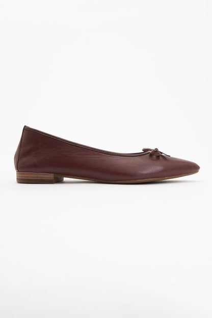 Ruby - Burgundy Brown Pointed Toe Leather Flats
