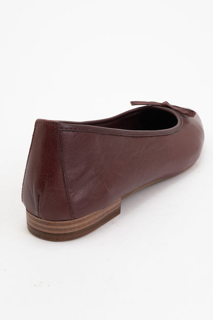 Ruby - Burgundy Brown Pointed Toe Leather Flats