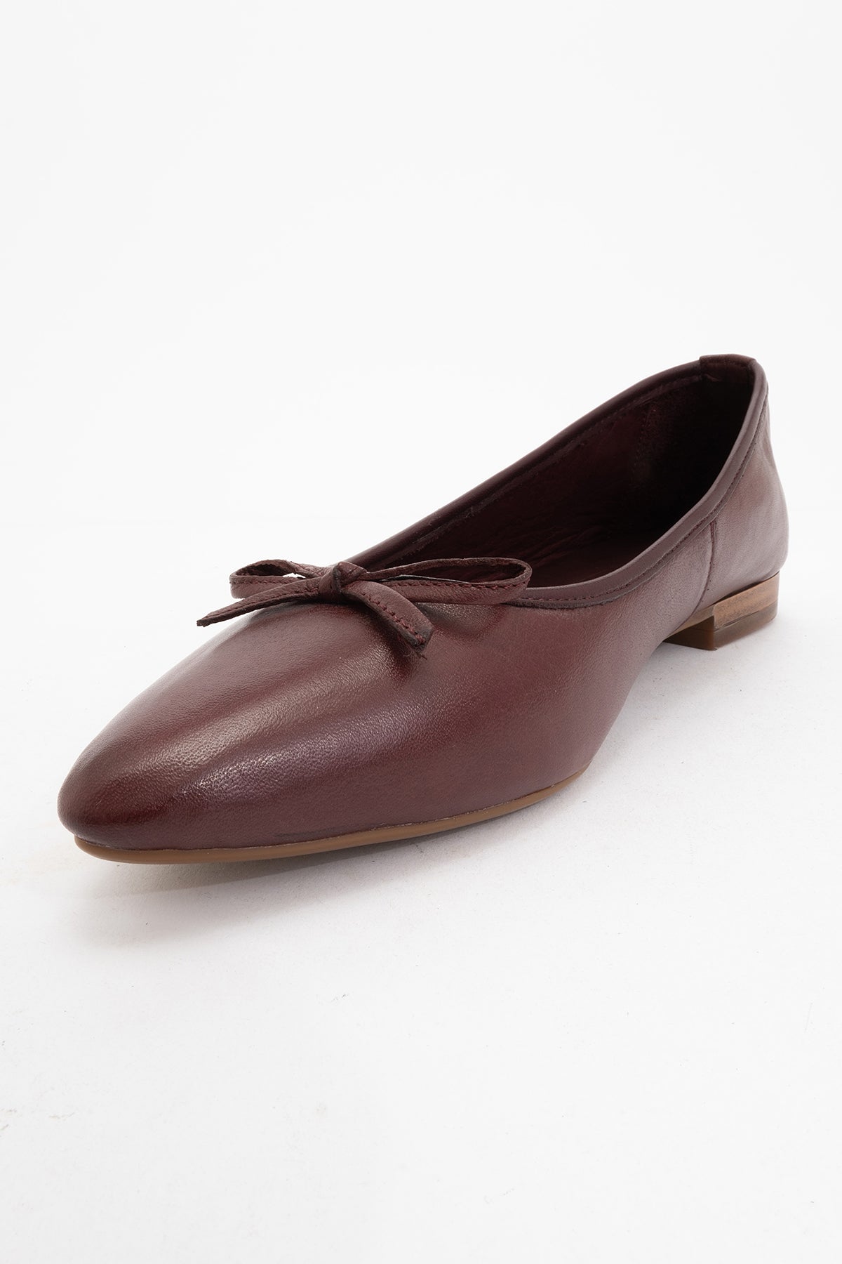 Ruby - Burgundy Brown Pointed Toe Leather Flats