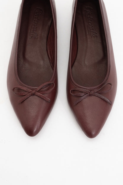 Ruby - Burgundy Brown Pointed Toe Leather Flats