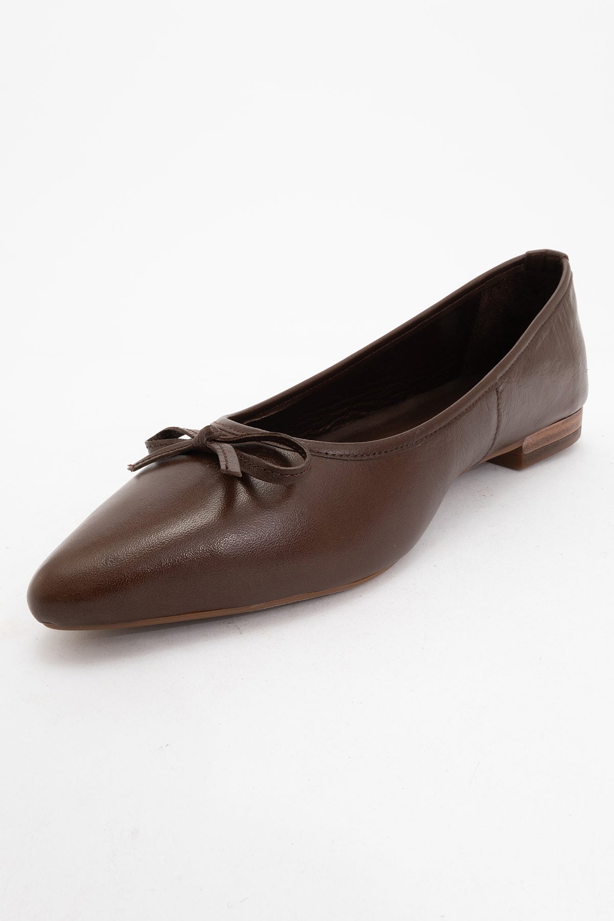 Ruby - Dark Brown Pointed Toe Leather Flats