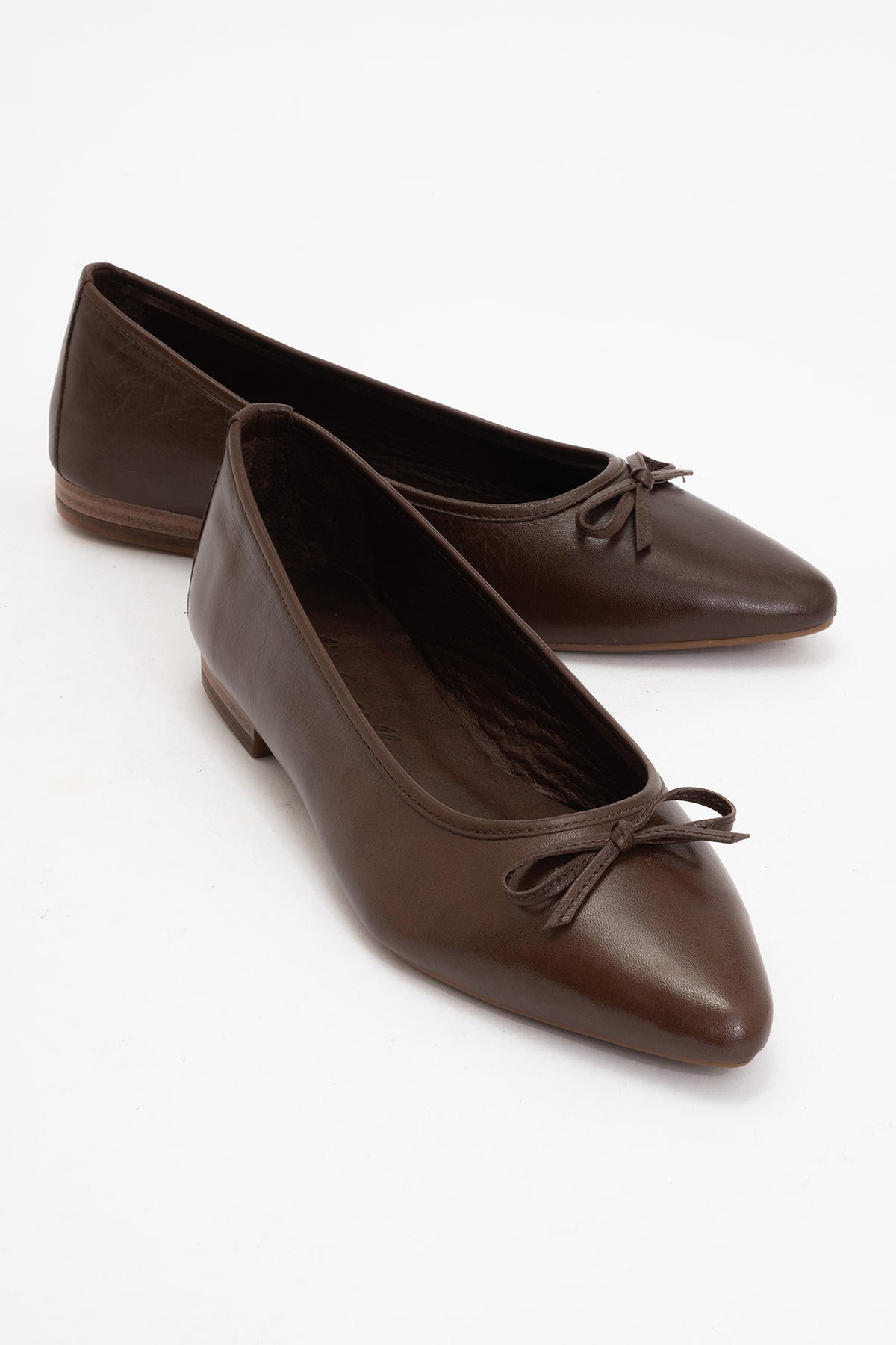Ruby - Dark Brown Pointed Toe Leather Flats