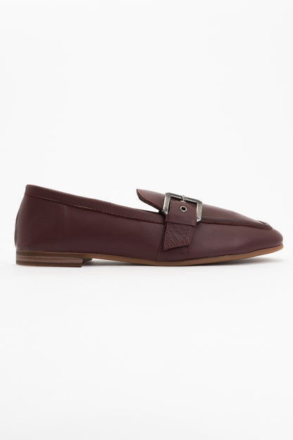Clarion - Burgundy Brown Leather Loafers (Women)