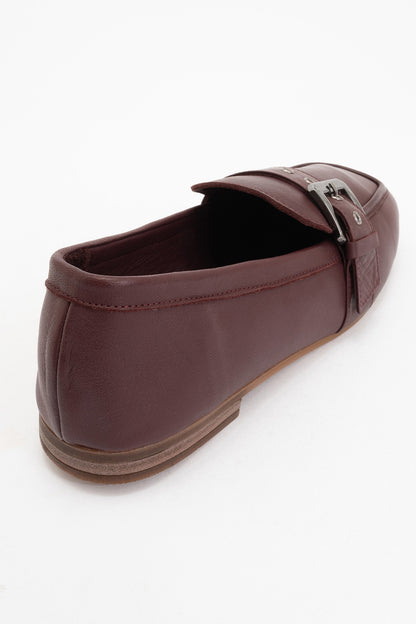 Clarion - Burgundy Brown Leather Loafers (Women)