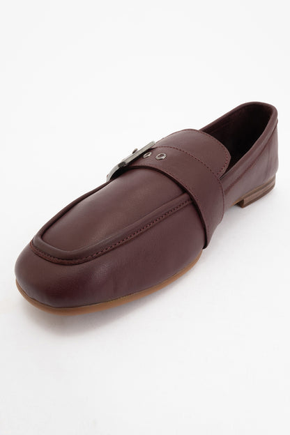 Clarion - Burgundy Brown Leather Loafers (Women)