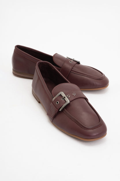 Clarion - Burgundy Brown Leather Loafers (Women)