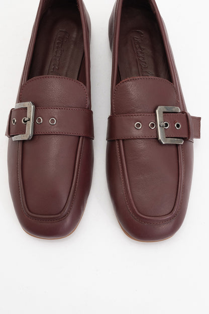 Clarion - Burgundy Brown Leather Loafers (Women)