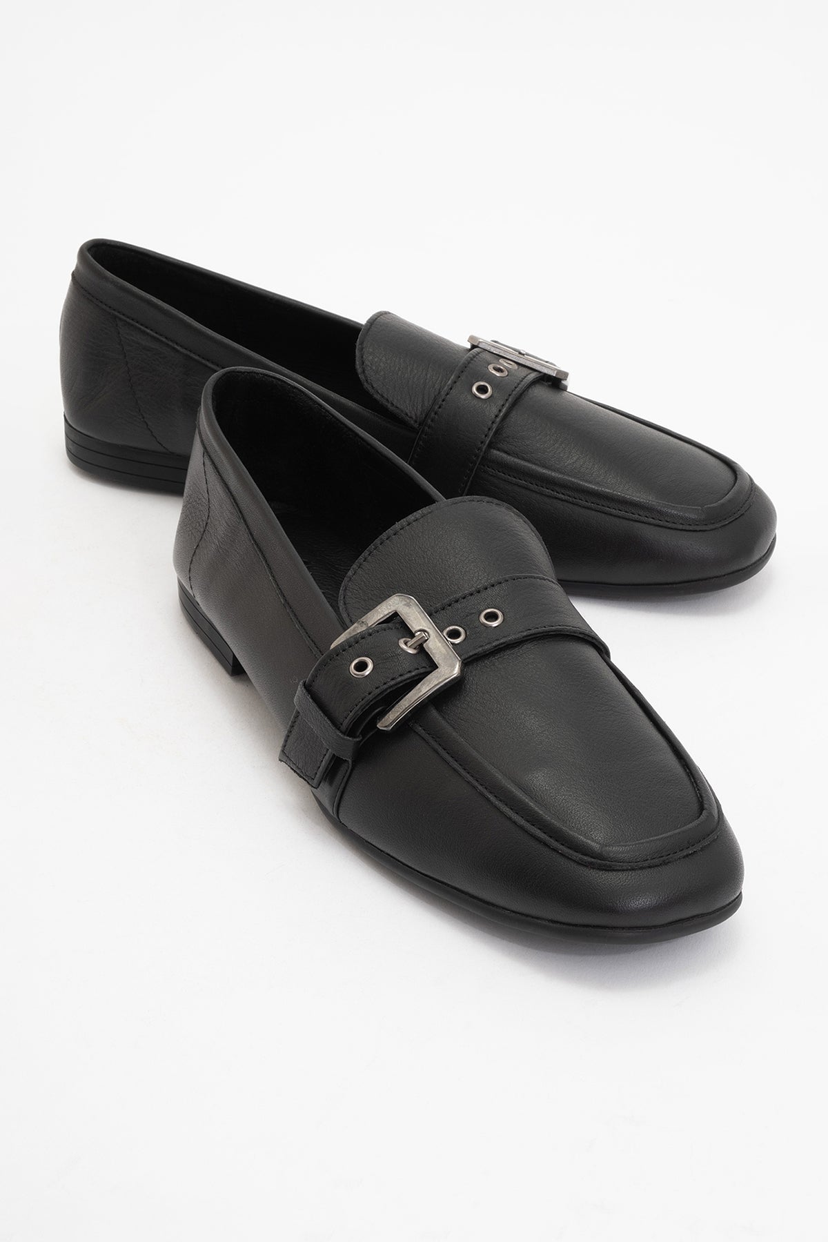 Clarion - Black Leather Loafers (Women)