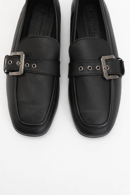 Clarion - Black Leather Loafers (Women)