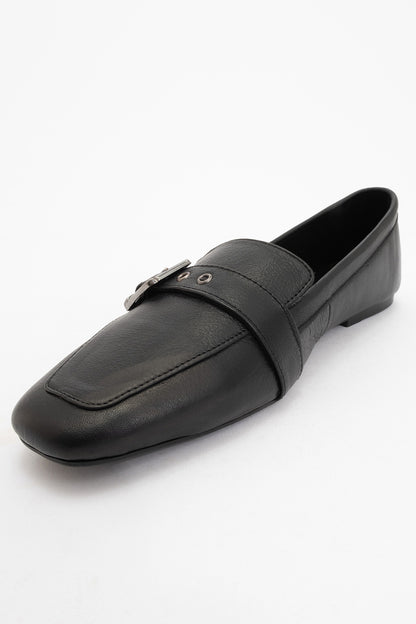 Periwinkle - Black Leather Loafers (Women)
