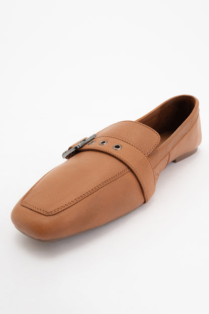 Periwinkle - Cognac Brown Leather Loafers (Women)