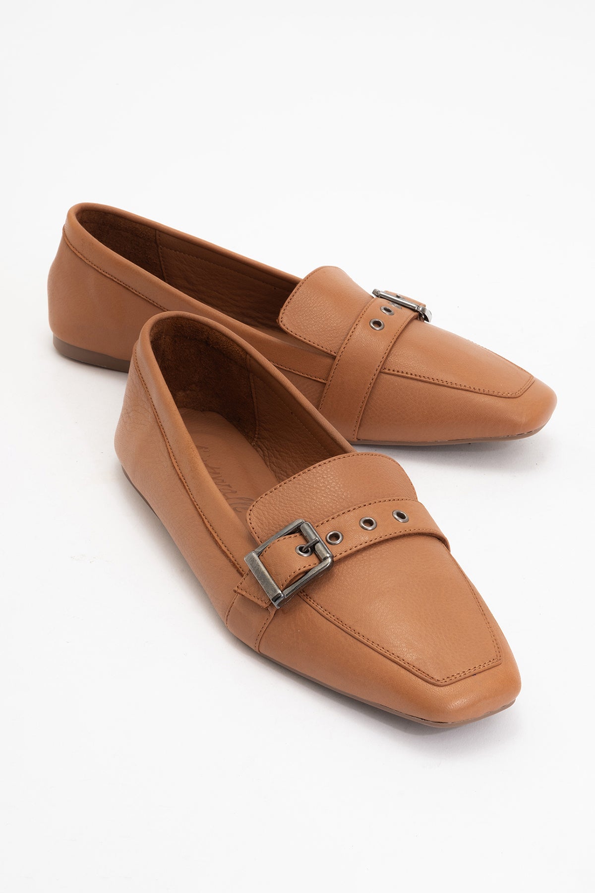 Periwinkle - Cognac Brown Leather Loafers (Women)