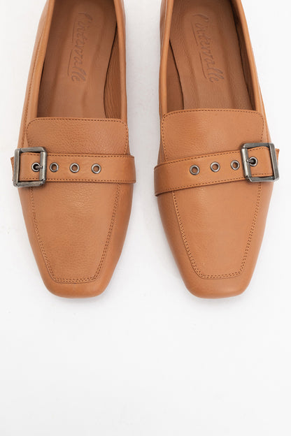 Periwinkle - Cognac Brown Leather Loafers (Women)