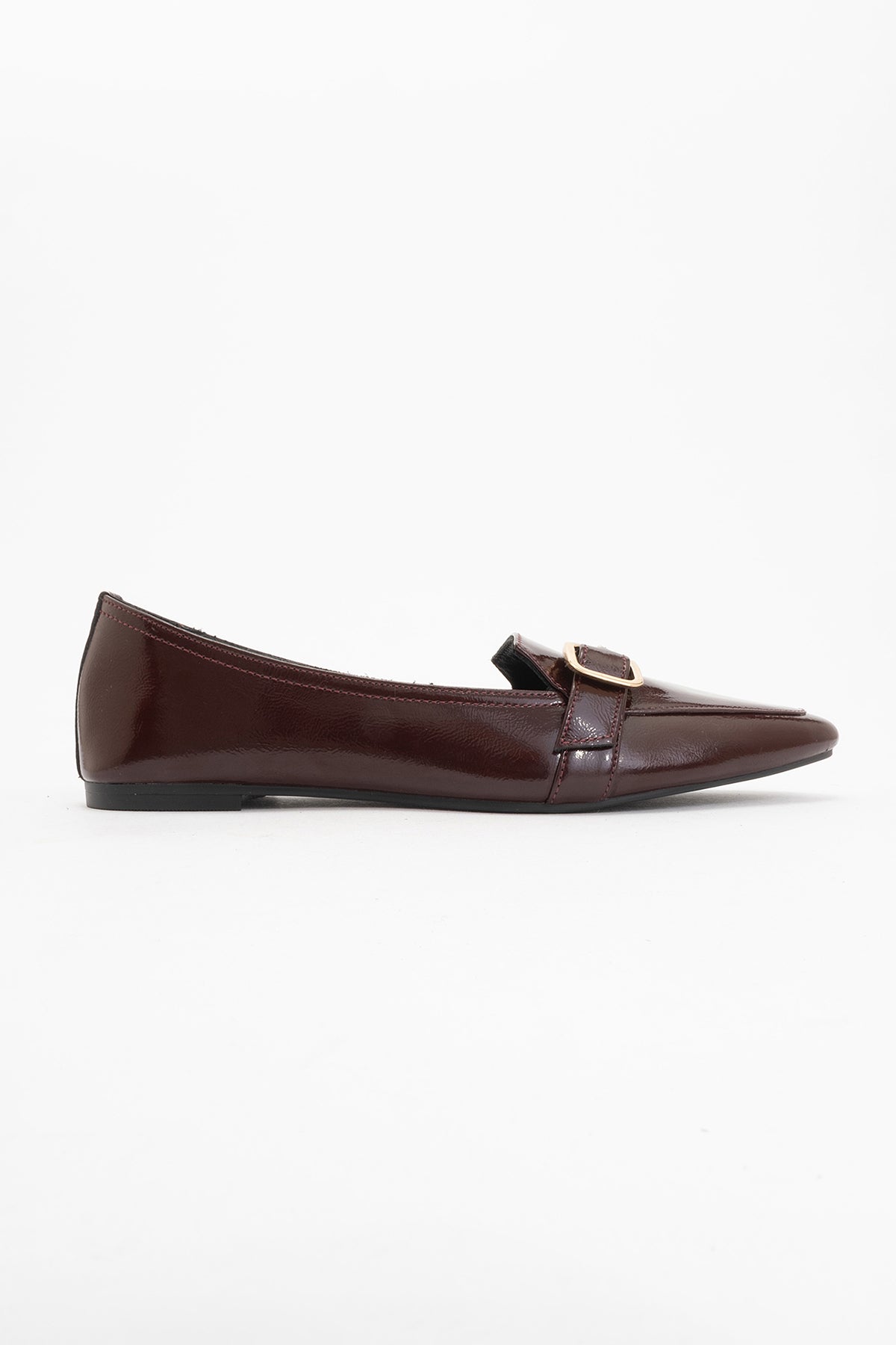Zarina - Burgundy Brown Patent Pointed Toe Flats (Women)
