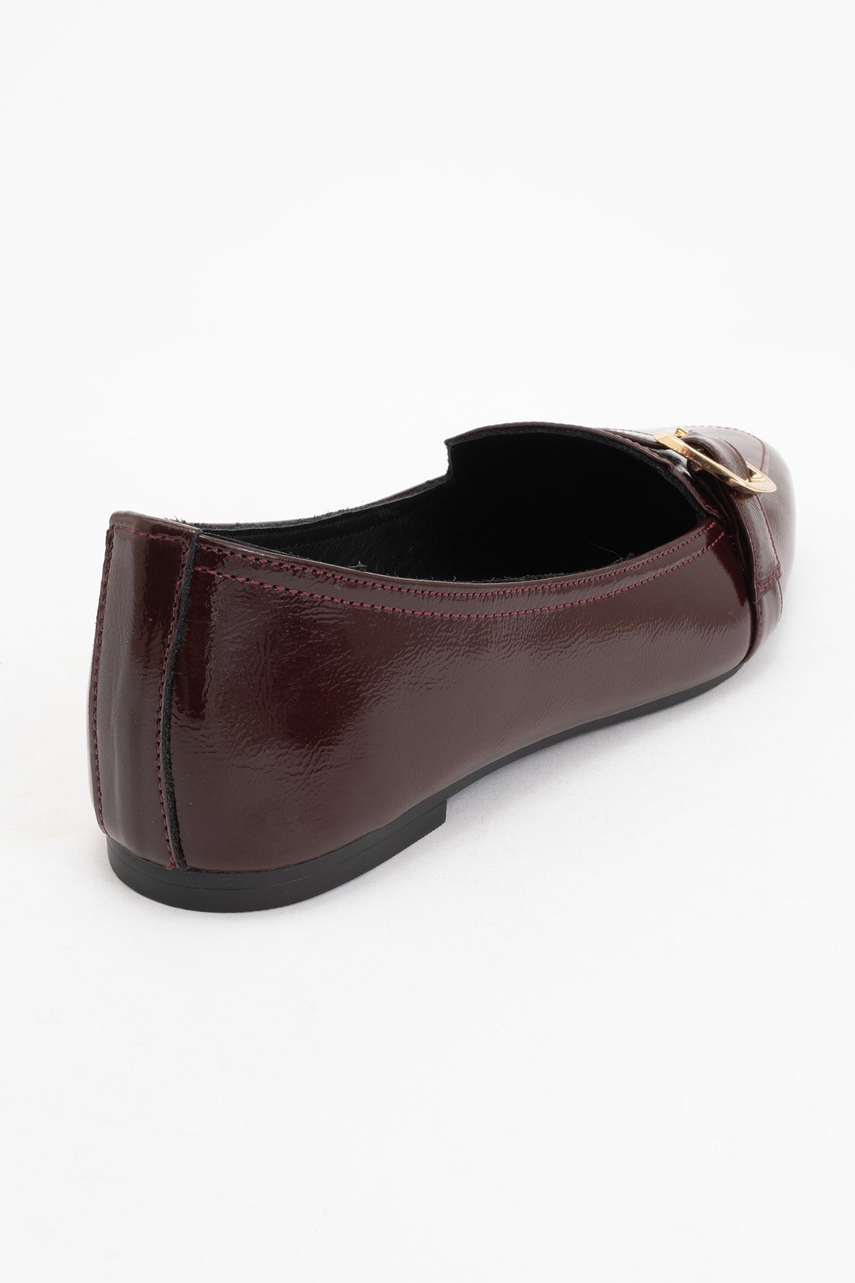 Zarina - Burgundy Brown Patent Pointed Toe Flats (Women)