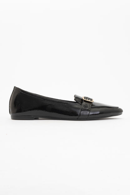 Zarina - Black Patent Pointed Toe Flats (Women)