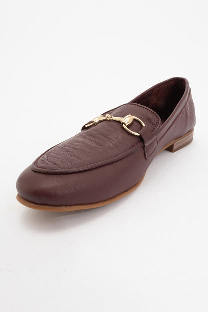 Rory - Burgundy Brown Leather Bit Loafers