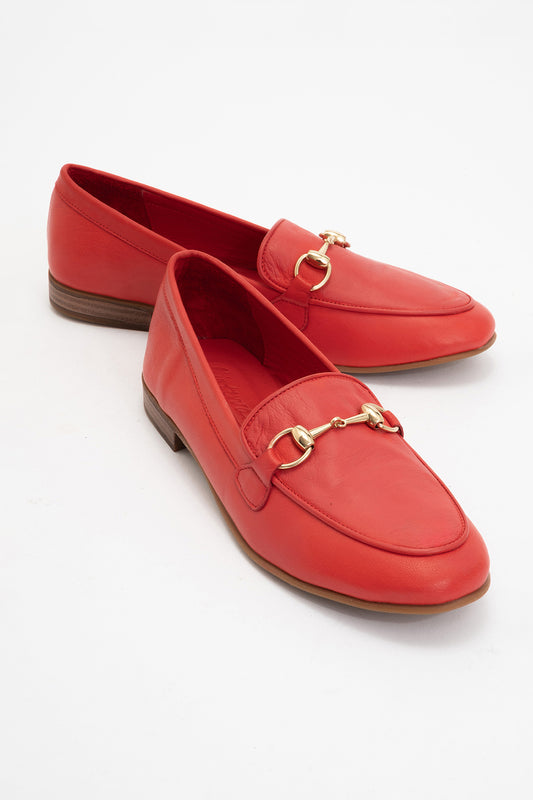 Rory - Red Leather Bit Loafers