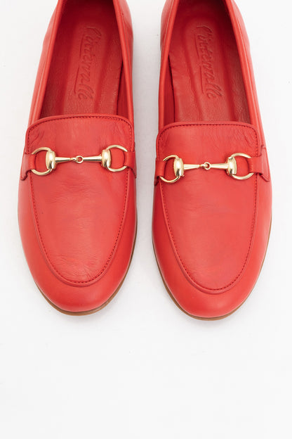 Rory - Red Leather Bit Loafers
