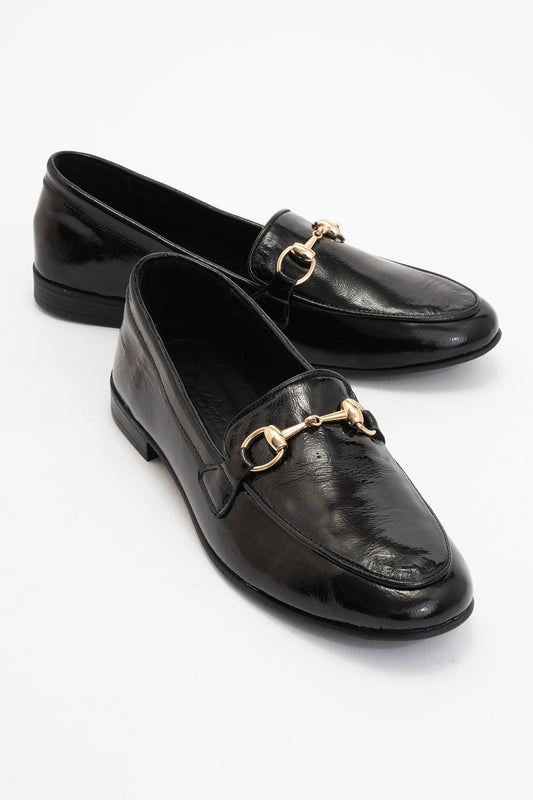 Rory - Black Patent Leather Bit Loafers