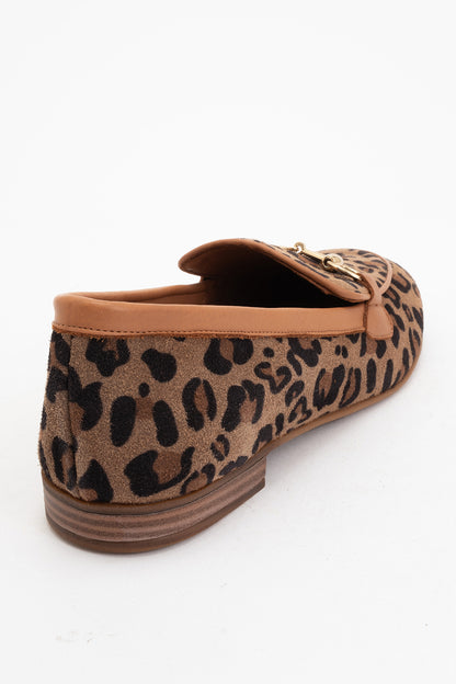 Rory - Leopard Suede Leather Bit Loafers