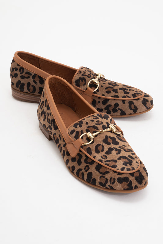 Rory - Leopard Suede Leather Bit Loafers