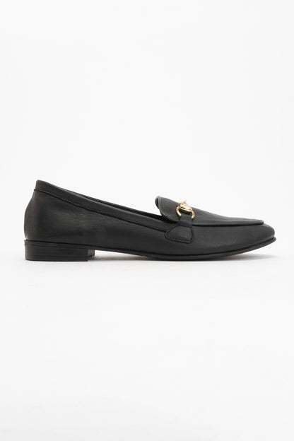 Rory - Black Leather Bit Loafers