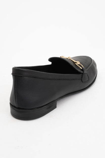Rory - Black Leather Bit Loafers