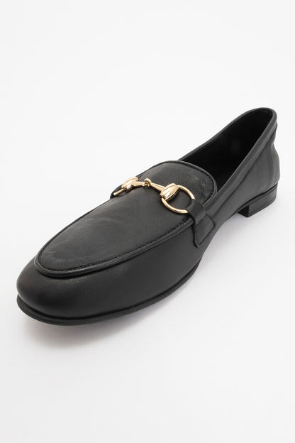 Rory - Black Leather Bit Loafers