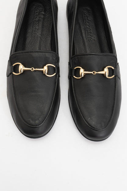 Rory - Black Leather Bit Loafers