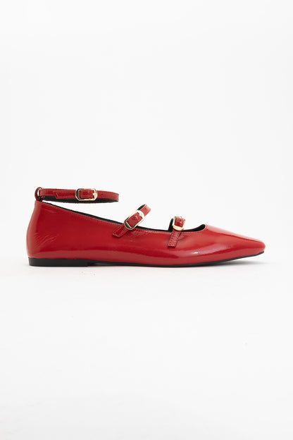 Serena - Red Patent Leather Mary Jane Flats