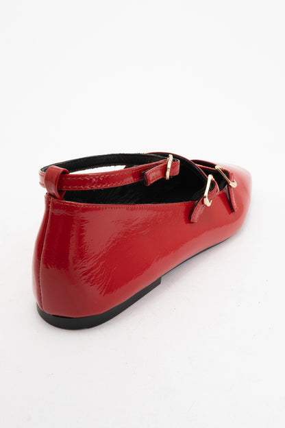 Serena - Red Patent Leather Mary Jane Flats