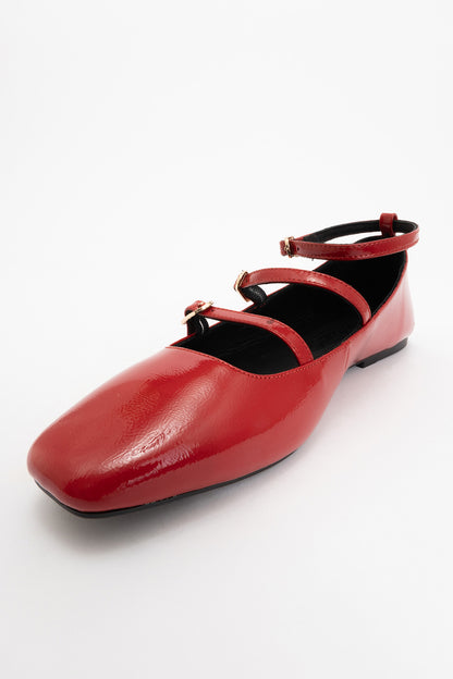 Serena - Red Patent Leather Mary Jane Flats