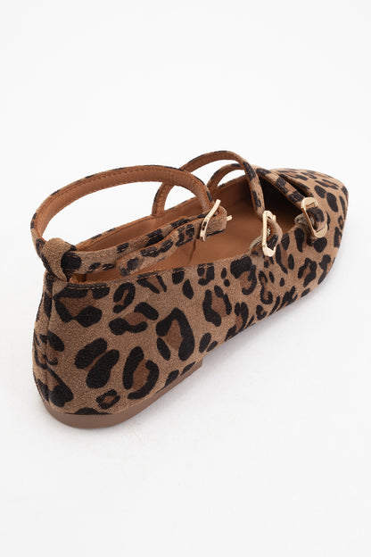 Serena - Leopard Suede Leather Mary Jane Flats