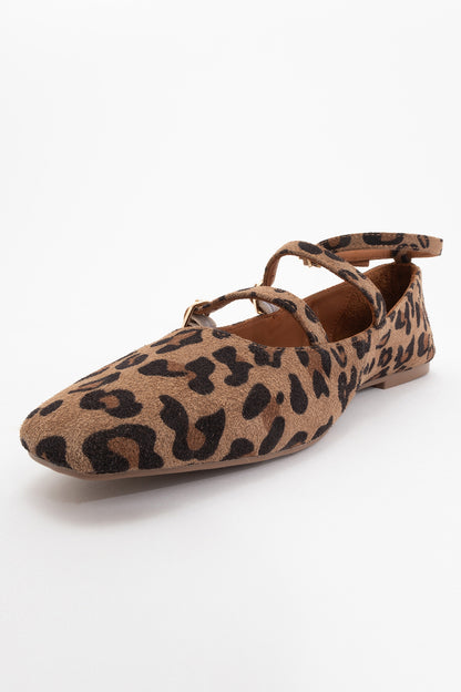 Serena - Leopard Suede Leather Mary Jane Flats