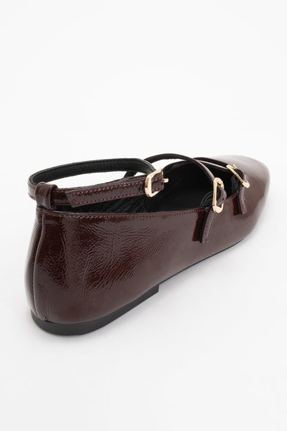 Serena - Brown Leather Mary Jane Flats