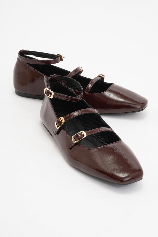 Serena - Brown Leather Mary Jane Flats