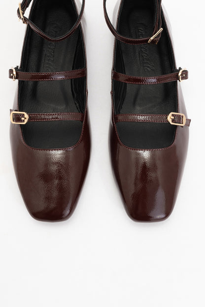 Serena - Brown Leather Mary Jane Flats